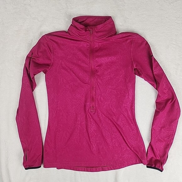 Nike Women’s Pro Dri-Fit Medium Pink 1/2 Zip Running Shirt Long Sleeve Pullover - Picture 1 of 14